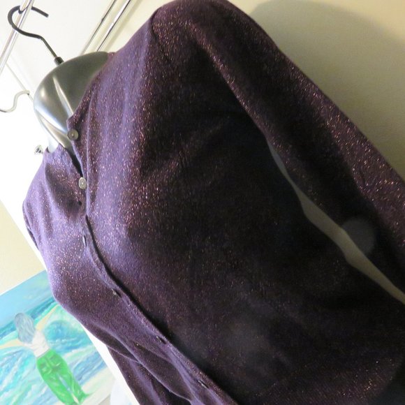 HILLARD & HANSON DARK PLUM CARDIGAN SWEATER/ XSMAL - Picture 5 of 8